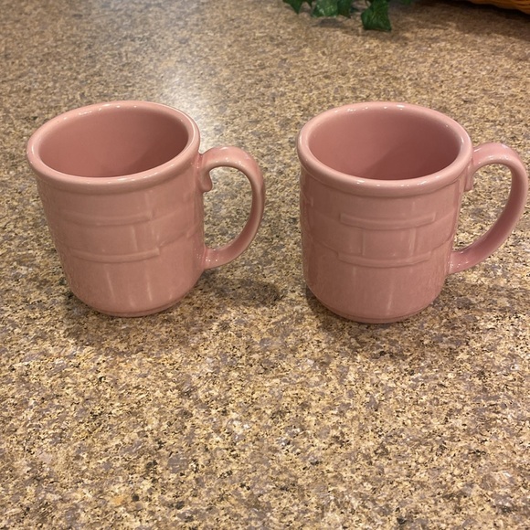 2 Longaberger Pink Mugs Woven Traditions Vitrified Pottery (Mugs Only) - Picture 13 of 17